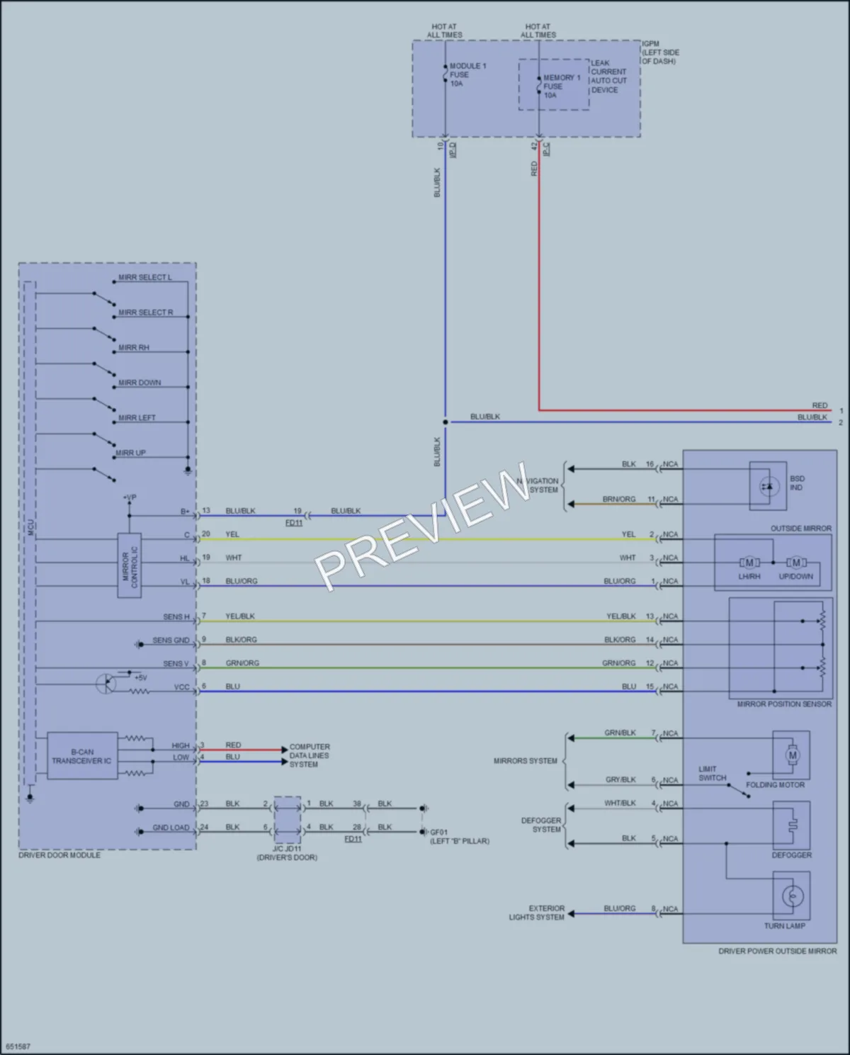 2021 Kia NiroPlugIn Memory Systems wiring diagram preview