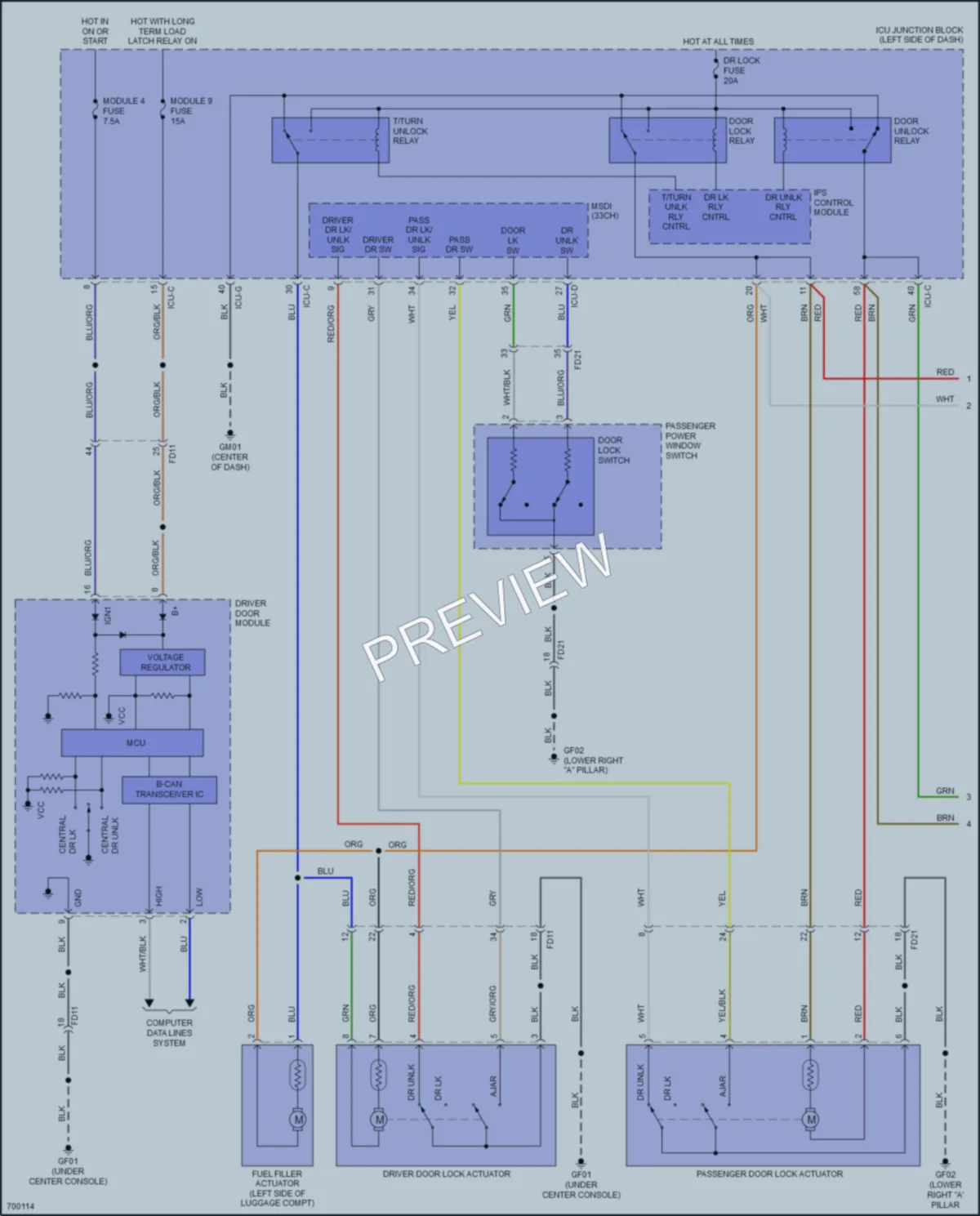 2021 Kia Telluride Power Door Locks wiring diagram preview