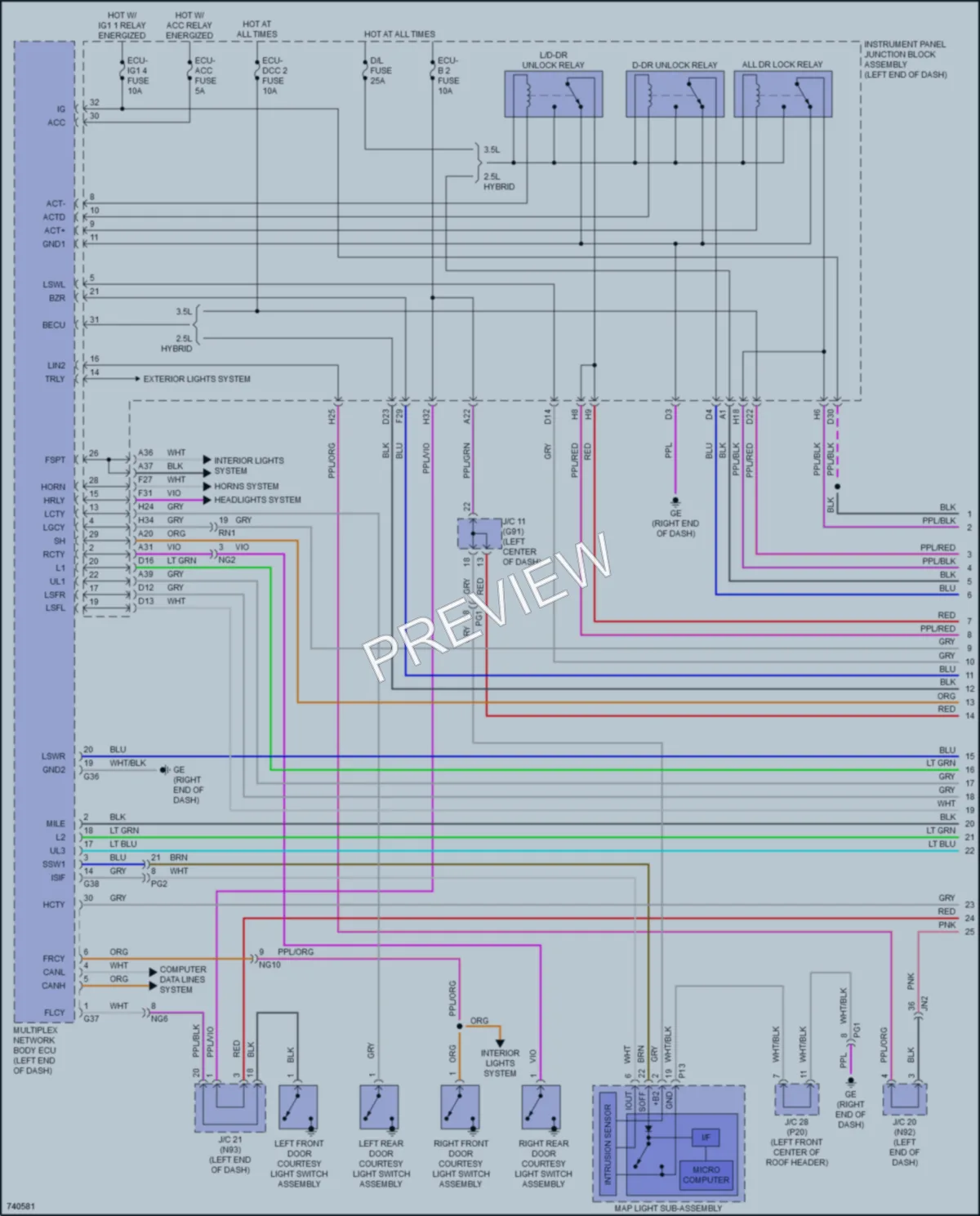 2021 Lexus ES250 Power Door Locks wiring diagram preview
