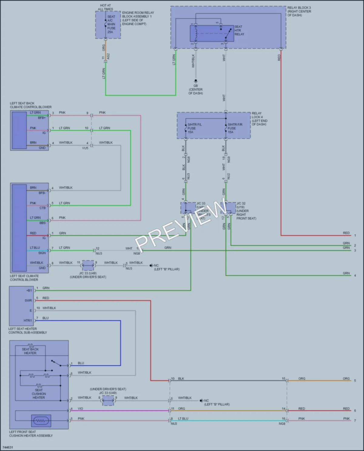2021 Lexus ES300h Power Seats wiring diagram preview
