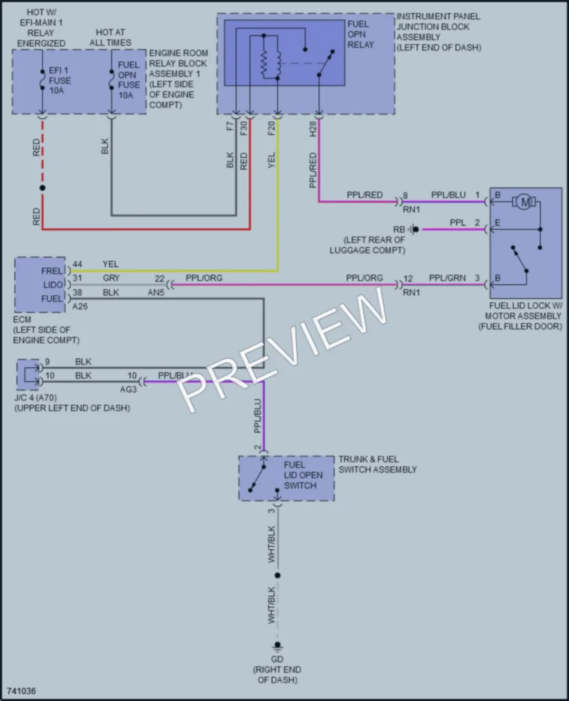 2021 Lexus ES300h Trunk Tailgate Fuel Door wiring diagram preview