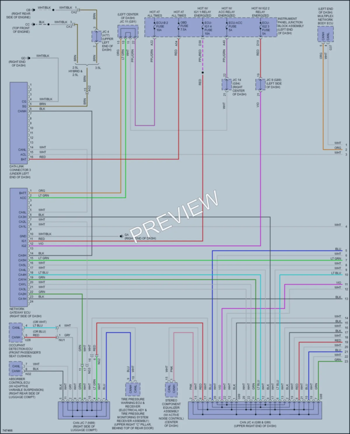 2021 Lexus ES350 Computer Data Lines wiring diagram preview