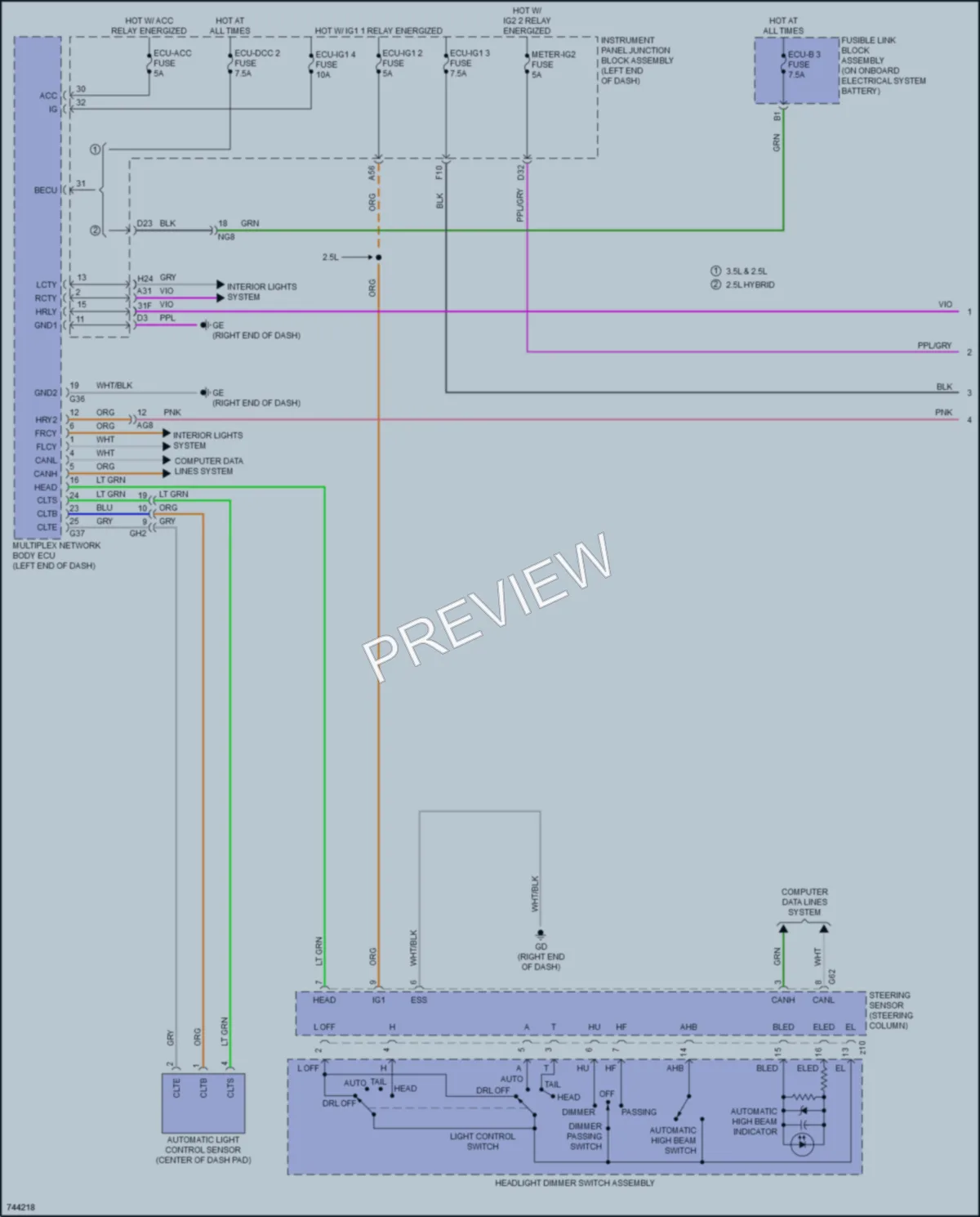 2021 Lexus ES350 Headlights wiring diagram preview