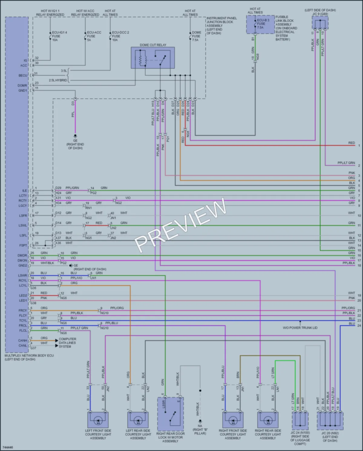 2021 Lexus ES350 Interior Lights wiring diagram preview