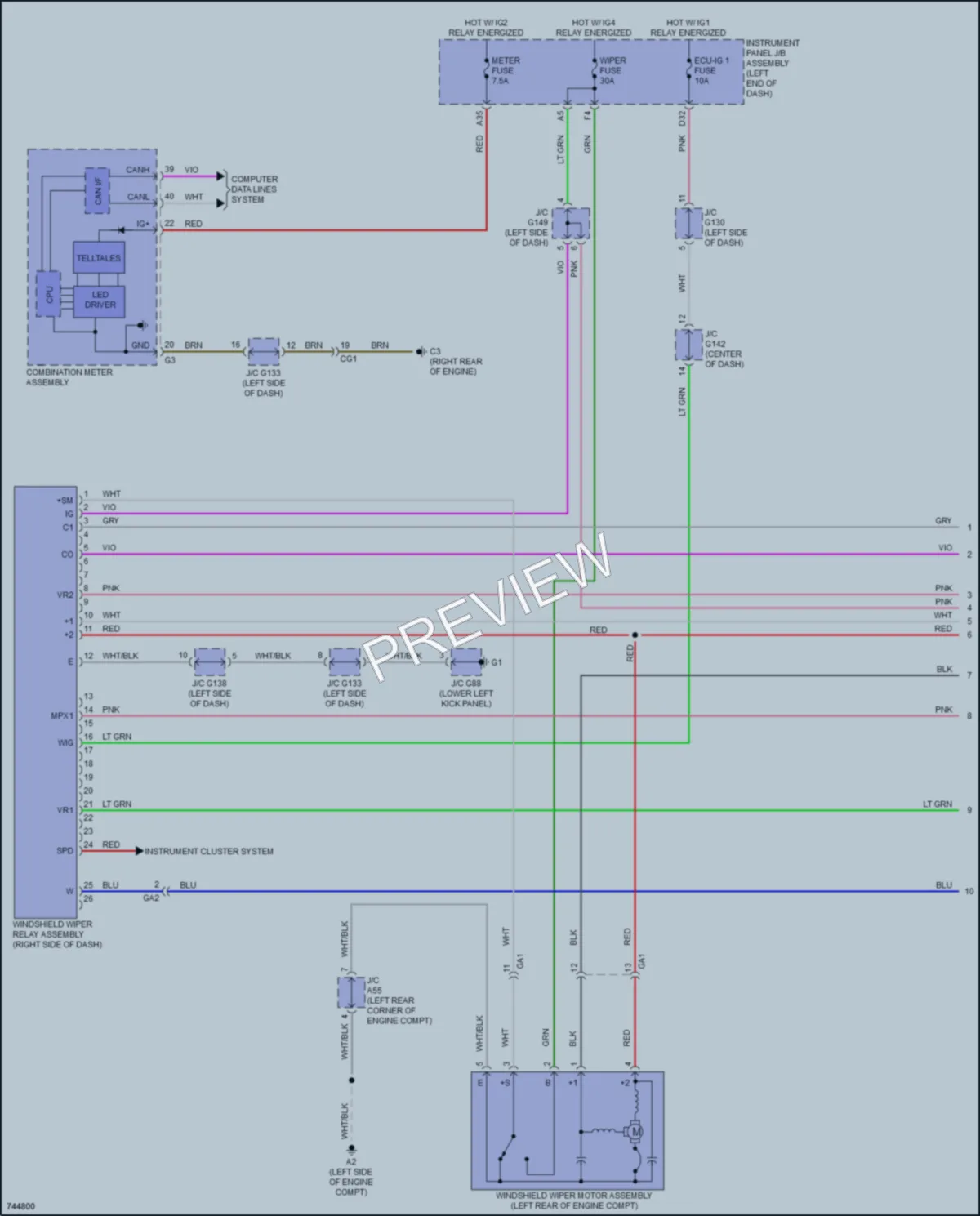 2021 Lexus GX460 Wiper Washer wiring diagram preview