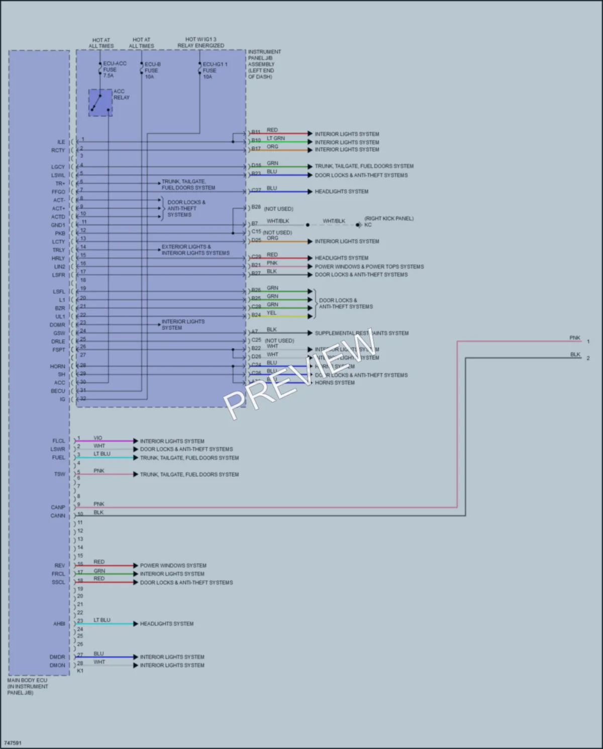 2021 Lexus IS300 Body Control Modules wiring diagram preview