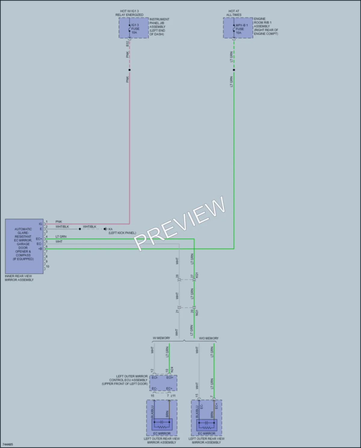 2021 Lexus IS300 Power Mirrors wiring diagram preview
