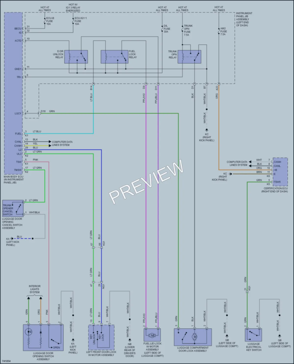 2021 Lexus IS300 Trunk Tailgate Fuel Door wiring diagram preview