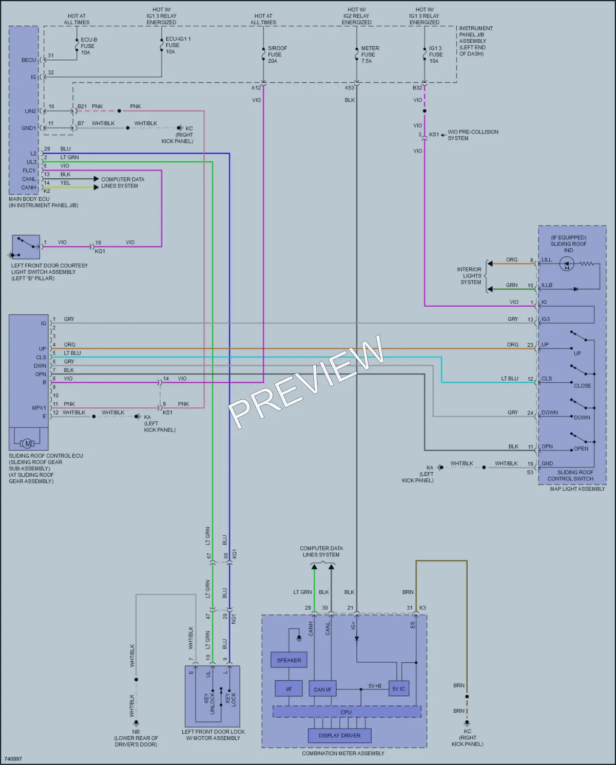 2021 Lexus IS350 Power Top Sunroof wiring diagram preview