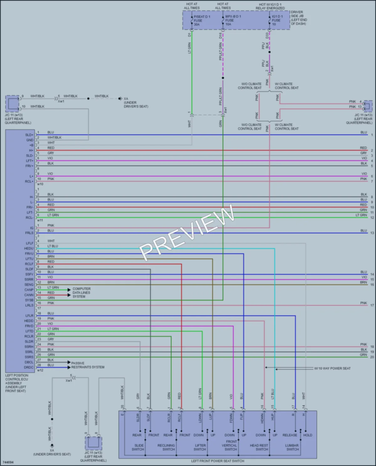2021 Lexus LC500 Memory Systems wiring diagram preview