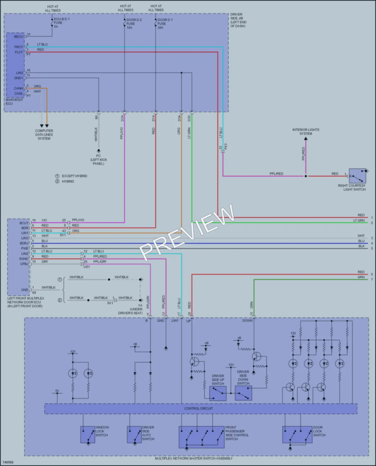 2021 Lexus LC500 Power Windows wiring diagram preview
