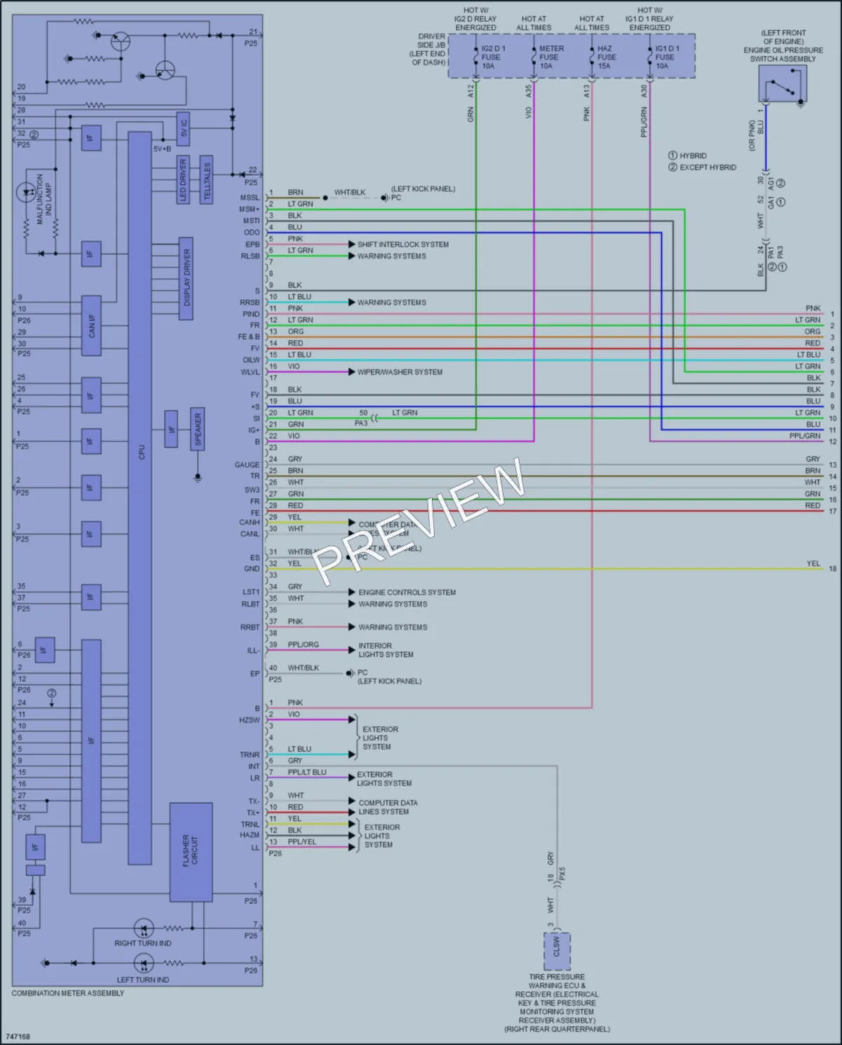 2021 Lexus LC500h Instrument Cluster wiring diagram preview