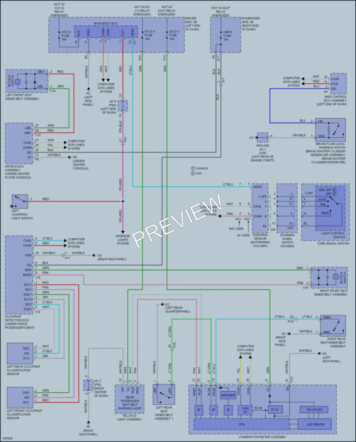 2021 Lexus LC500h Warning Systems wiring diagram preview