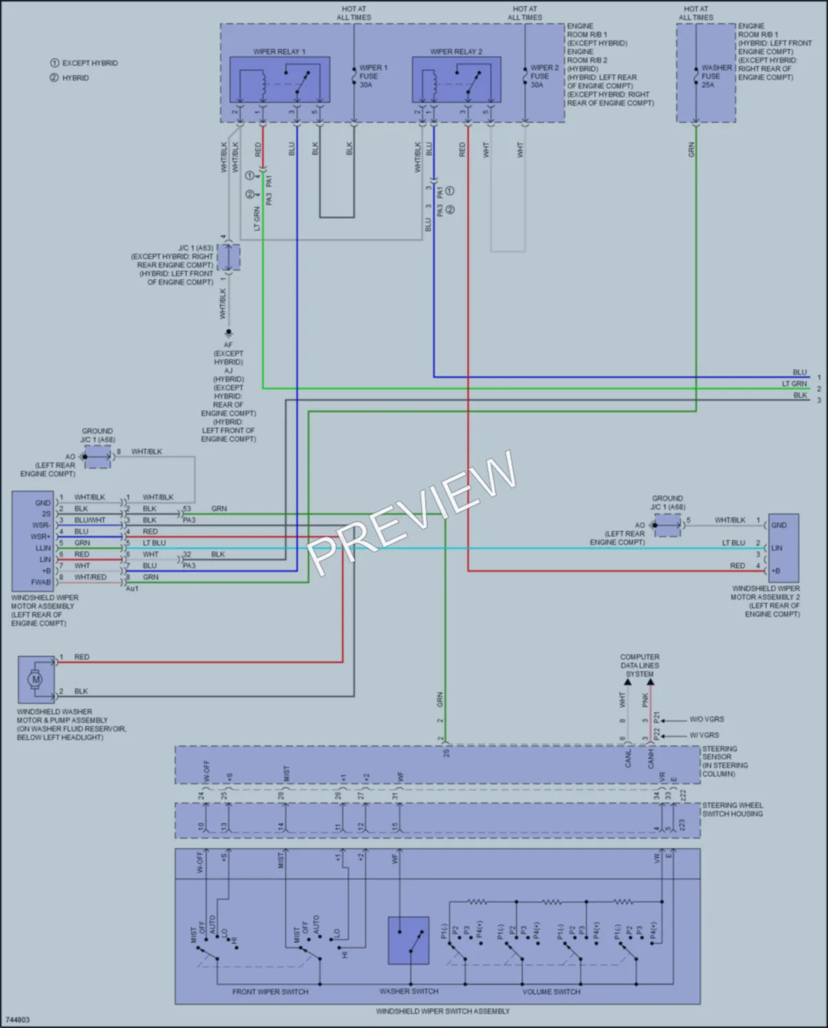 2021 Lexus LC500h Wiper Washer wiring diagram preview
