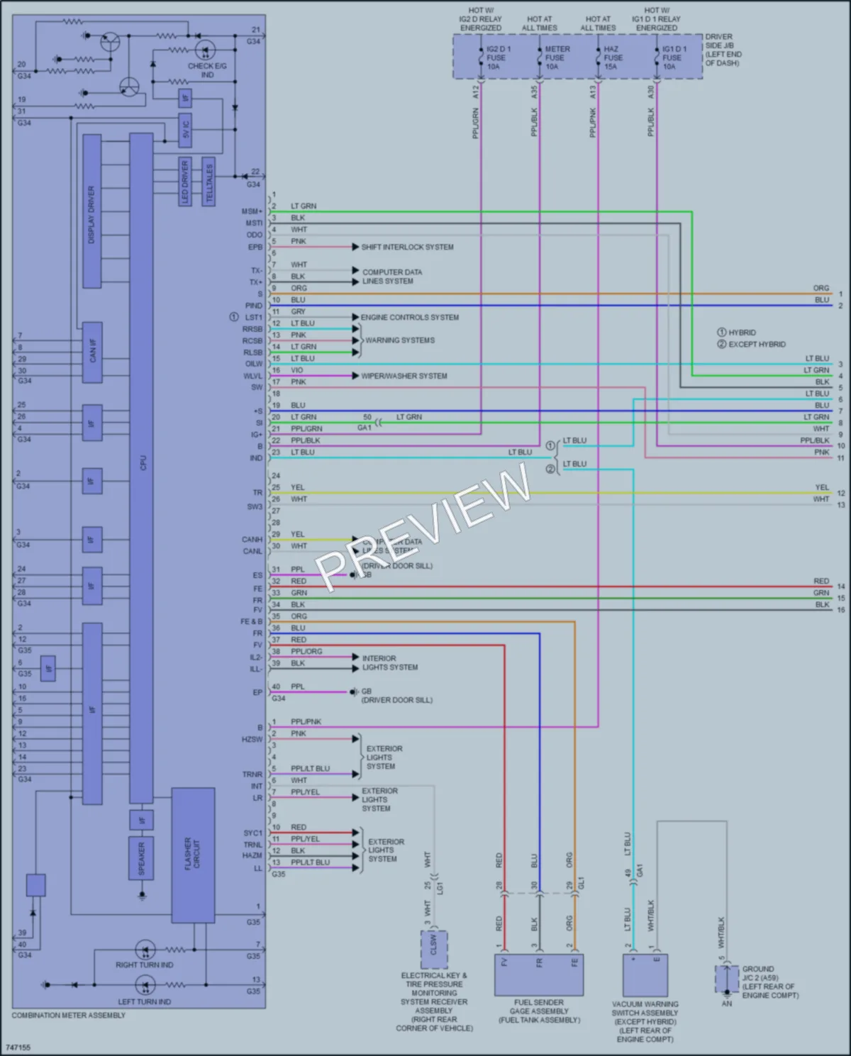 2021 Lexus LS500 Instrument Cluster wiring diagram preview