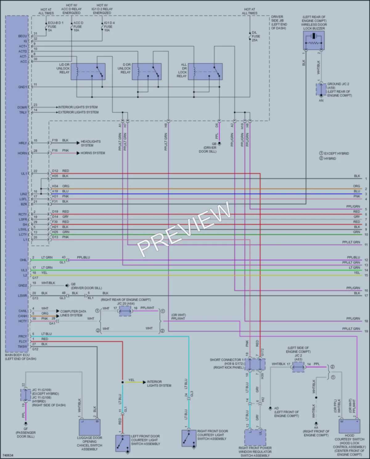 2021 Lexus LS500 Power Door Locks wiring diagram preview