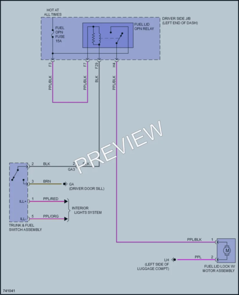 2021 Lexus LS500 Trunk Tailgate Fuel Door wiring diagram preview