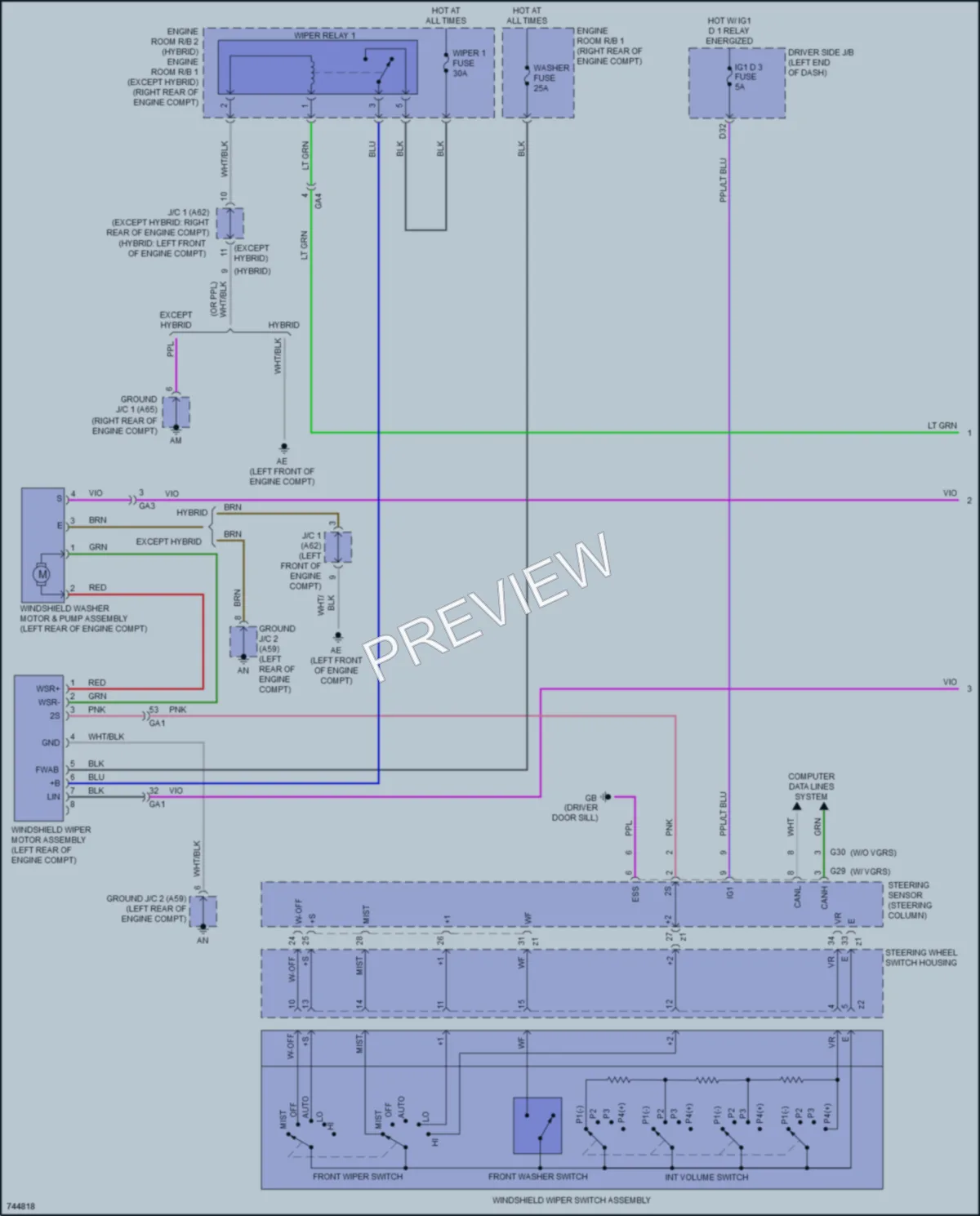 2021 Lexus LS500 Wiper Washer wiring diagram preview