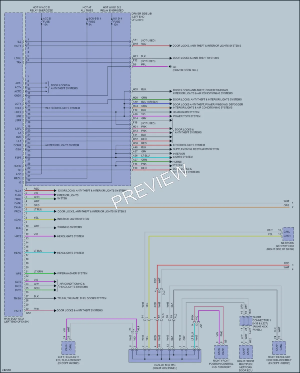 2021 Lexus LS500h Body Control Modules wiring diagram preview