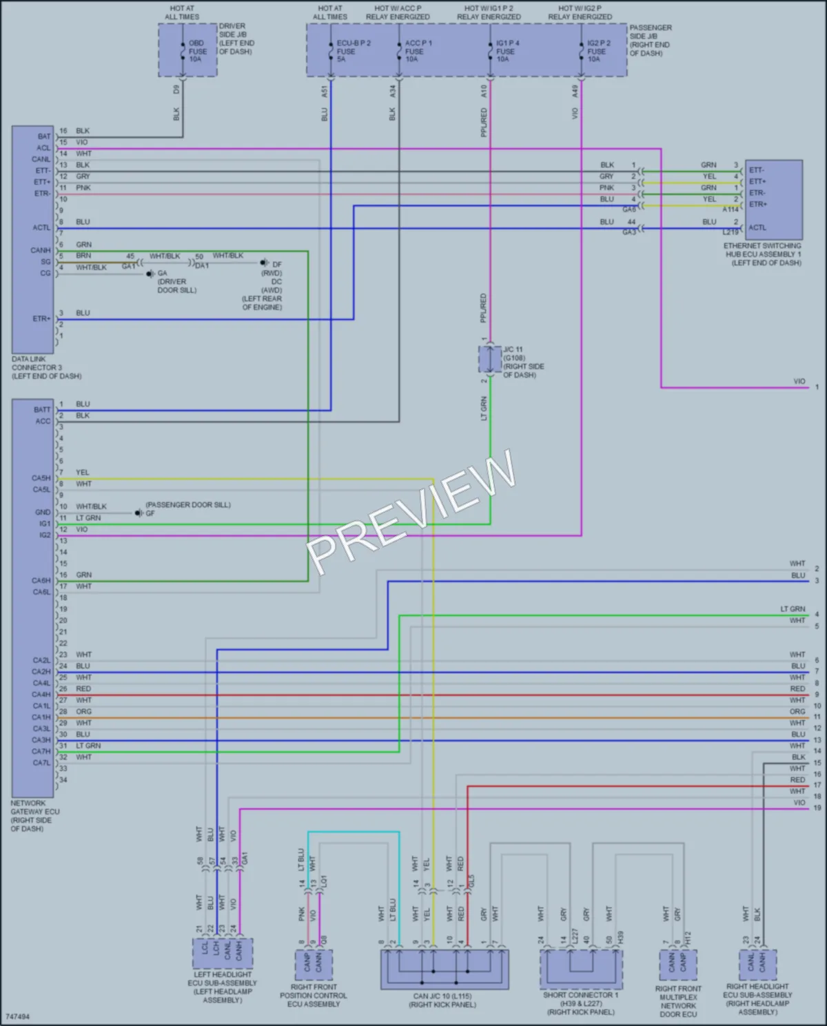 2021 Lexus LS500h Computer Data Lines wiring diagram preview