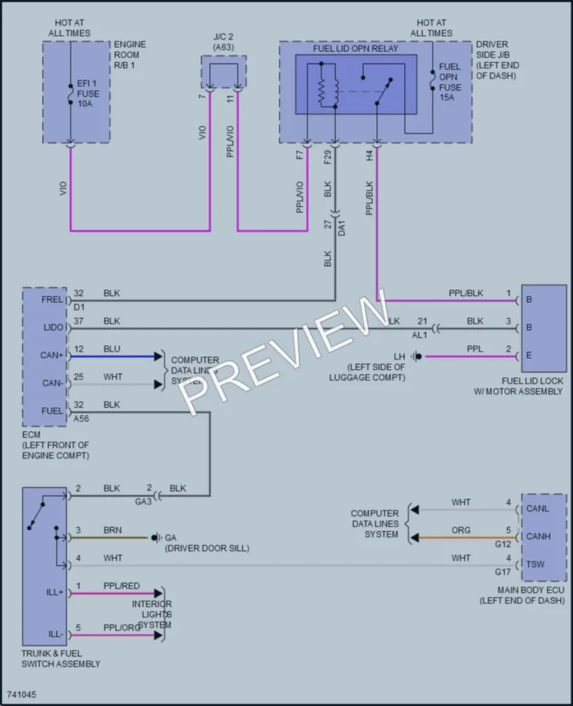 2021 Lexus LS500h Trunk Tailgate Fuel Door wiring diagram preview