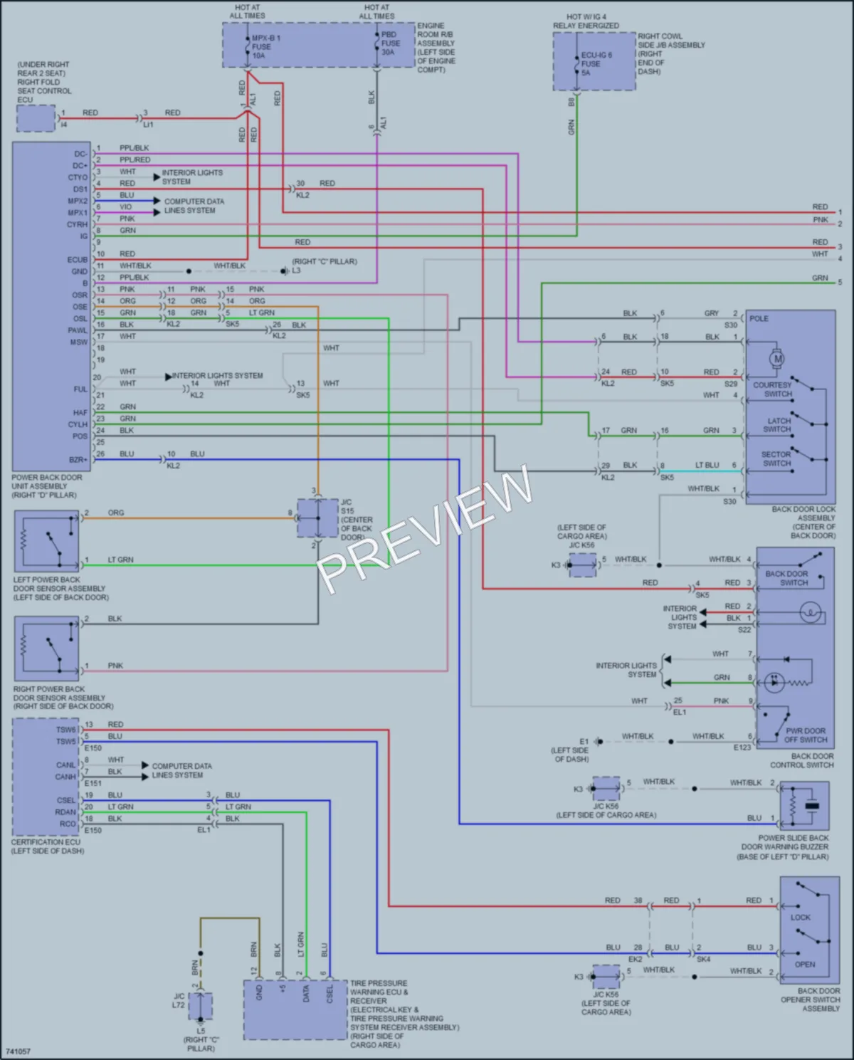 2021 Lexus LX570 Trunk Tailgate Fuel Door wiring diagram preview