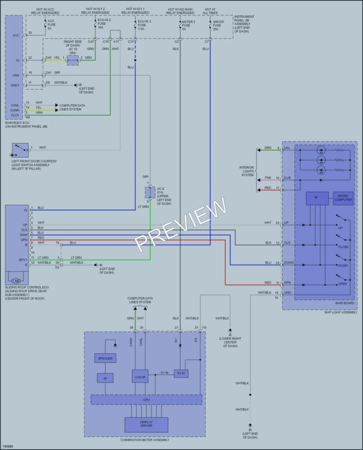 2021 Lexus NX300 Power Top Sunroof wiring diagram preview