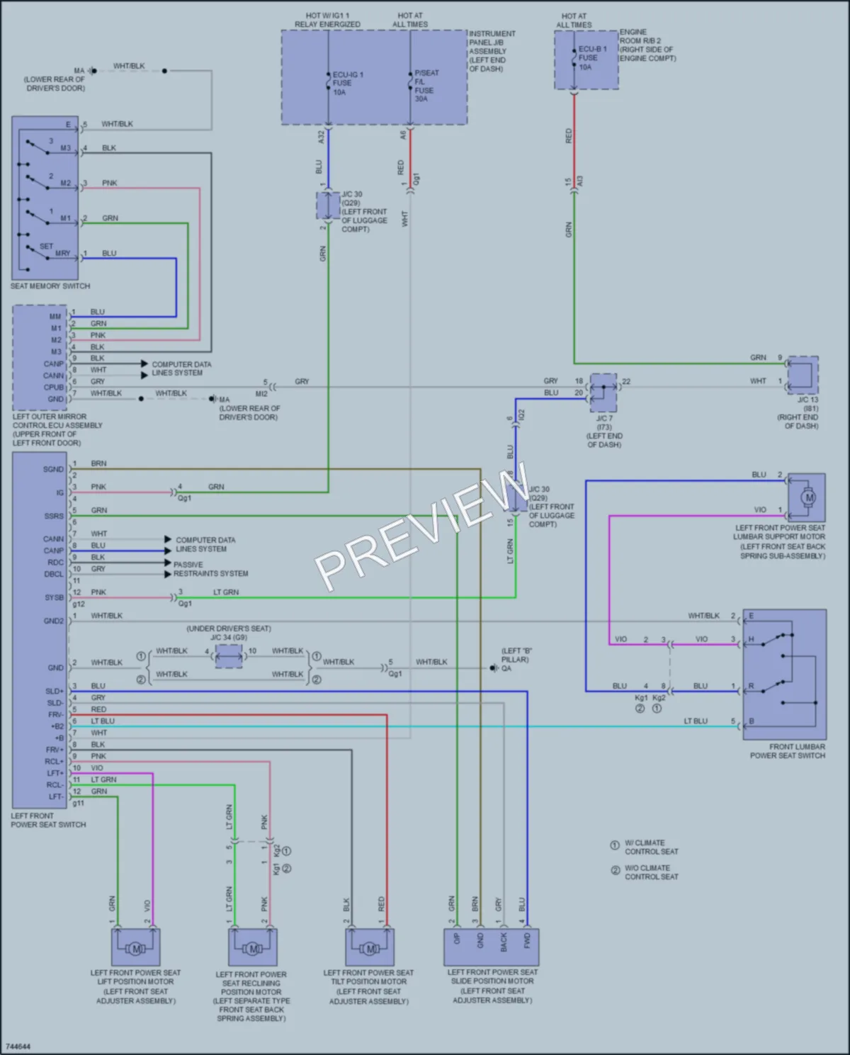2021 Lexus NX300h Memory Systems wiring diagram preview