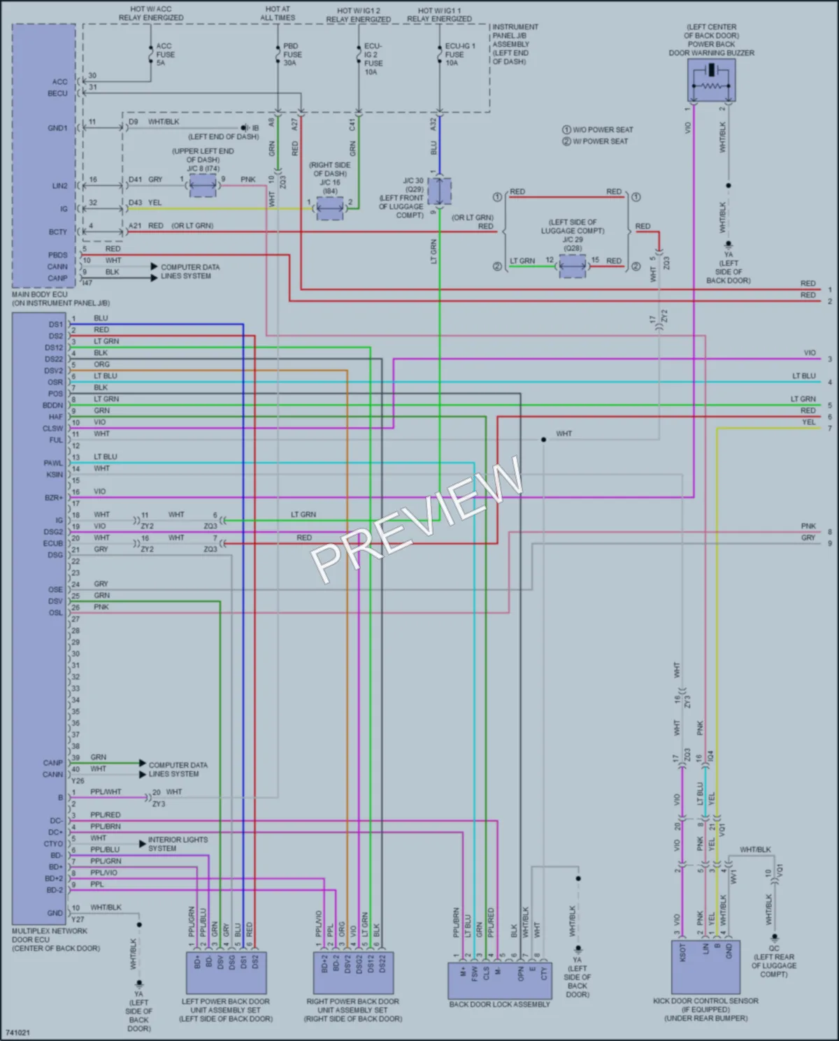 2021 Lexus NX300h Trunk Tailgate Fuel Door wiring diagram preview