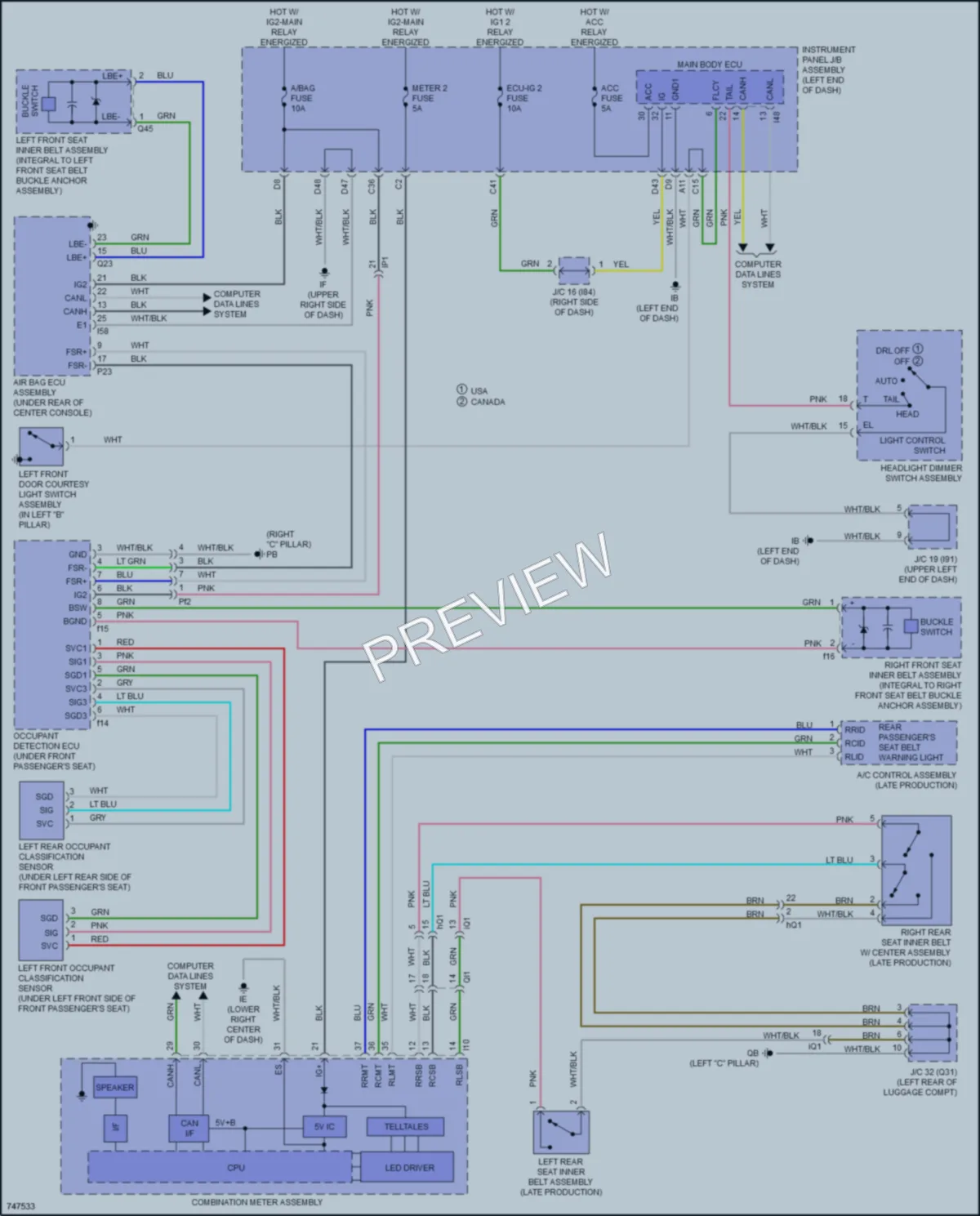 2021 Lexus NX300h Warning Systems wiring diagram preview