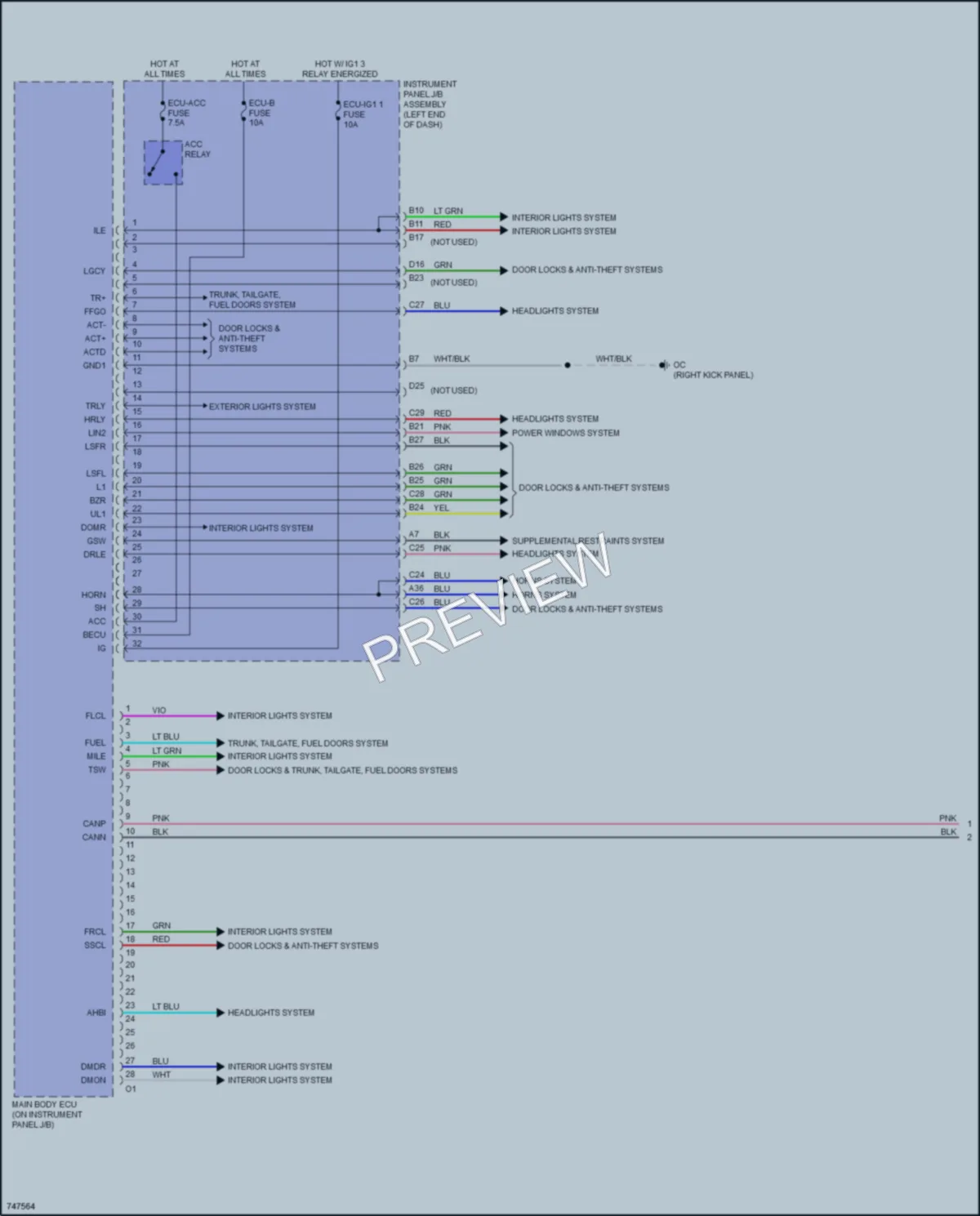 2021 Lexus RC300 Body Control Modules wiring diagram preview