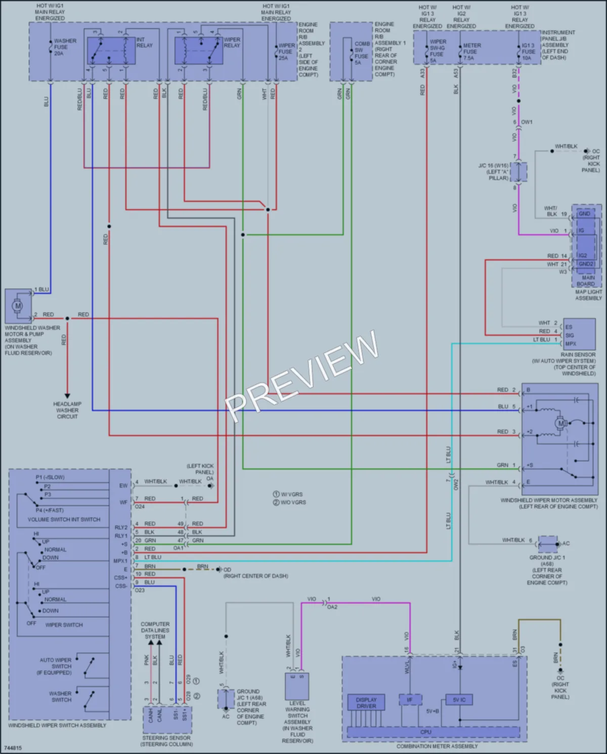 2021 Lexus RC300 Wiper Washer wiring diagram preview