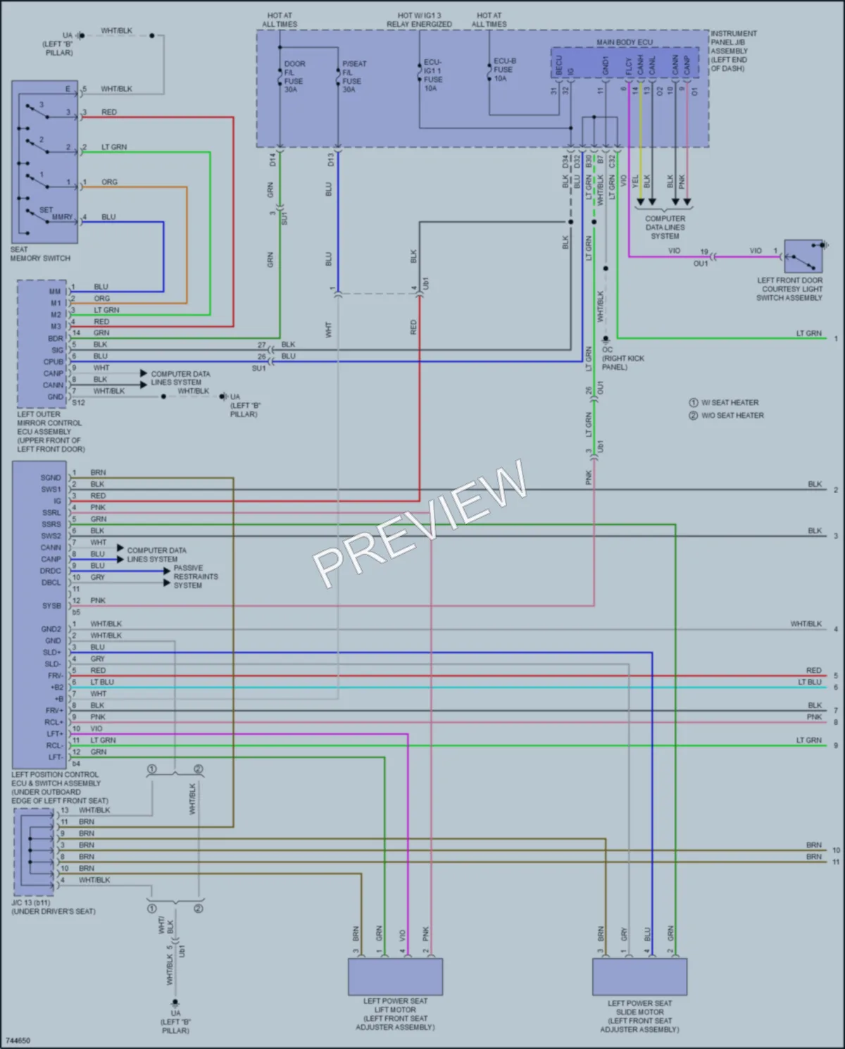 2021 Lexus RC350 Memory Systems wiring diagram preview