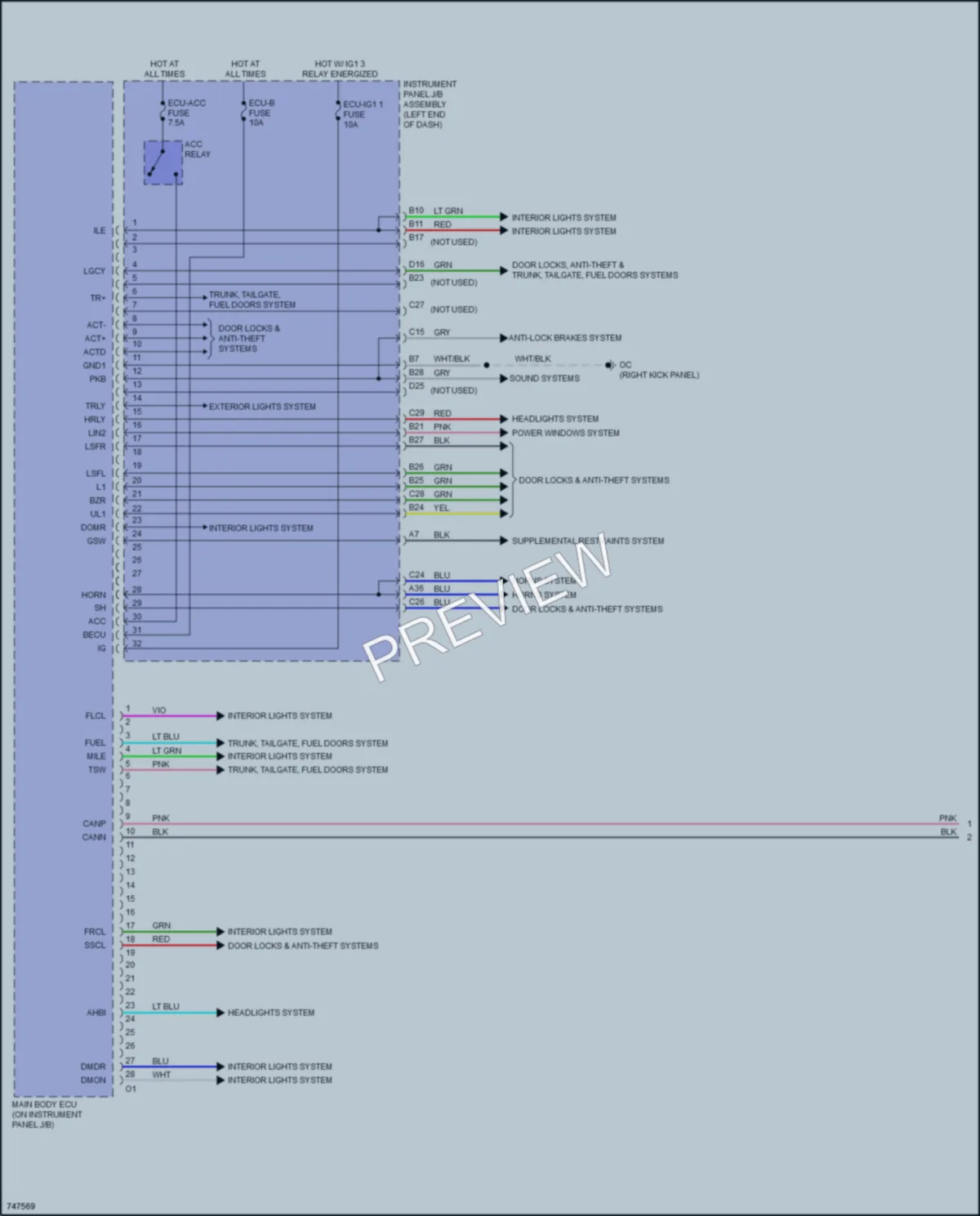 2021 Lexus RCF Body Control Modules wiring diagram preview