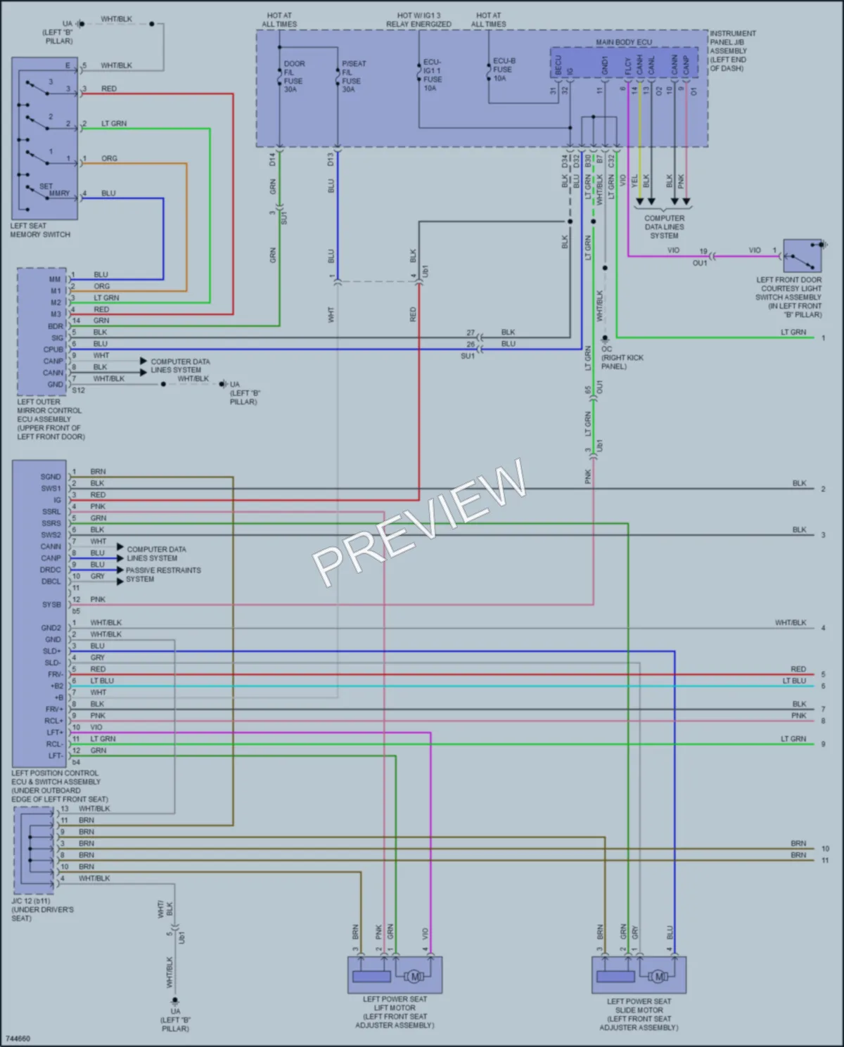 2021 Lexus RCF Memory Systems wiring diagram preview