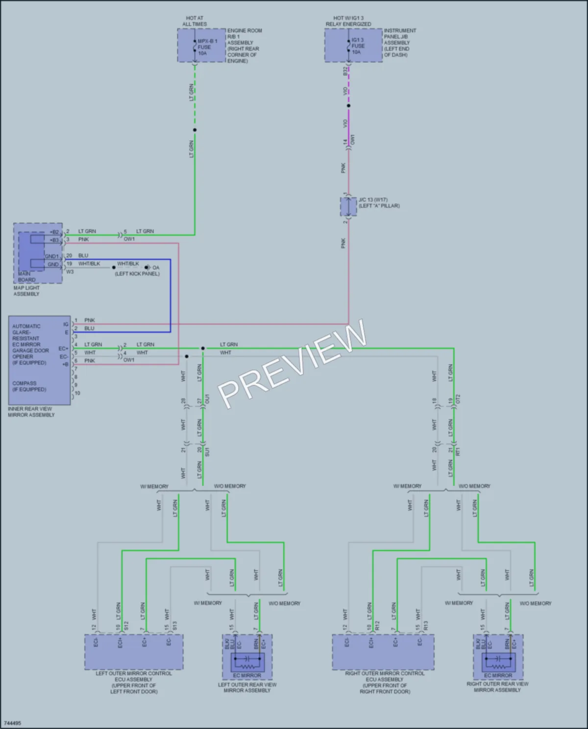 2021 Lexus RCF Power Mirrors wiring diagram preview