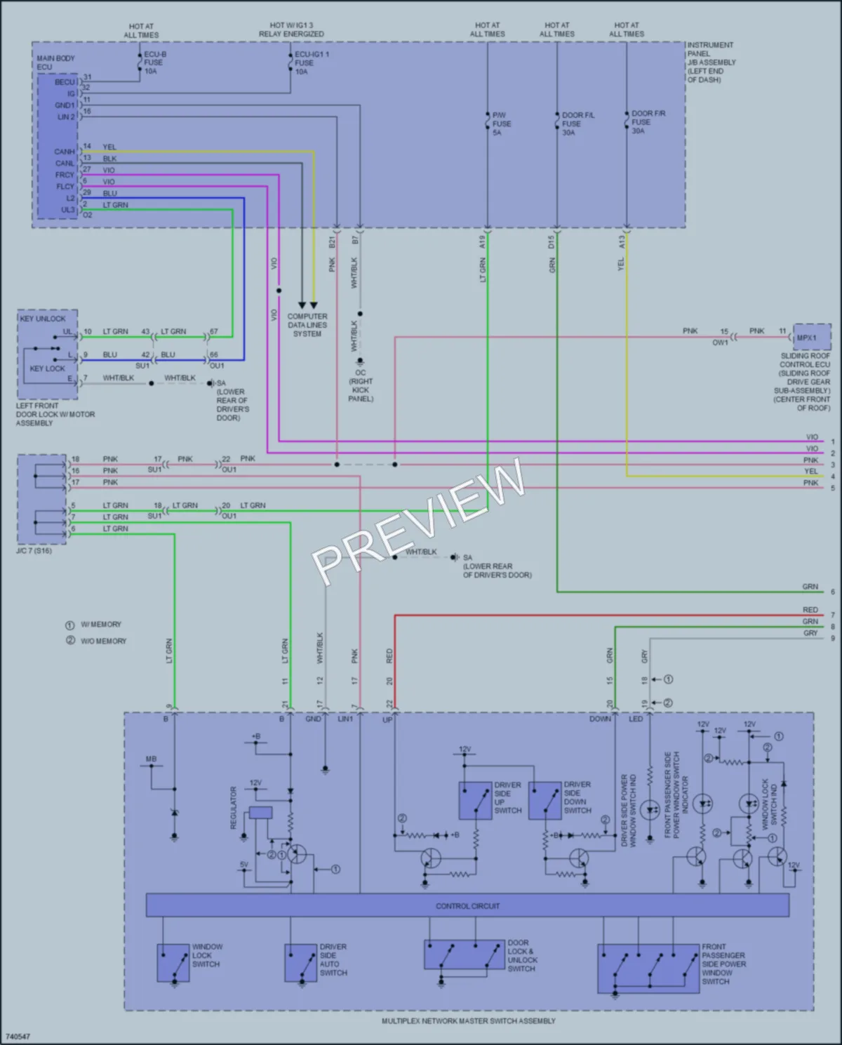2021 Lexus RCF Power Windows wiring diagram preview