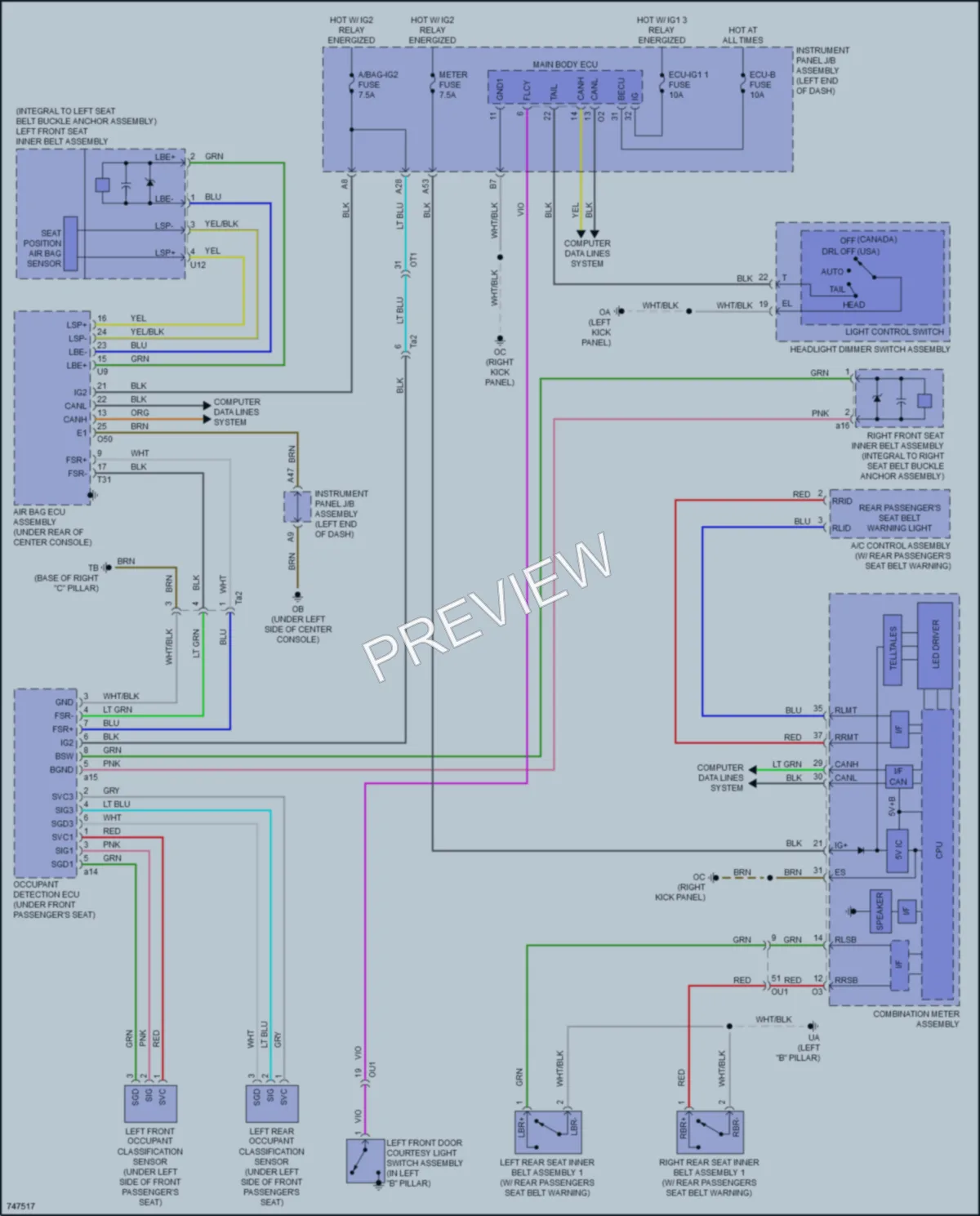 2021 Lexus RCF Warning Systems wiring diagram preview