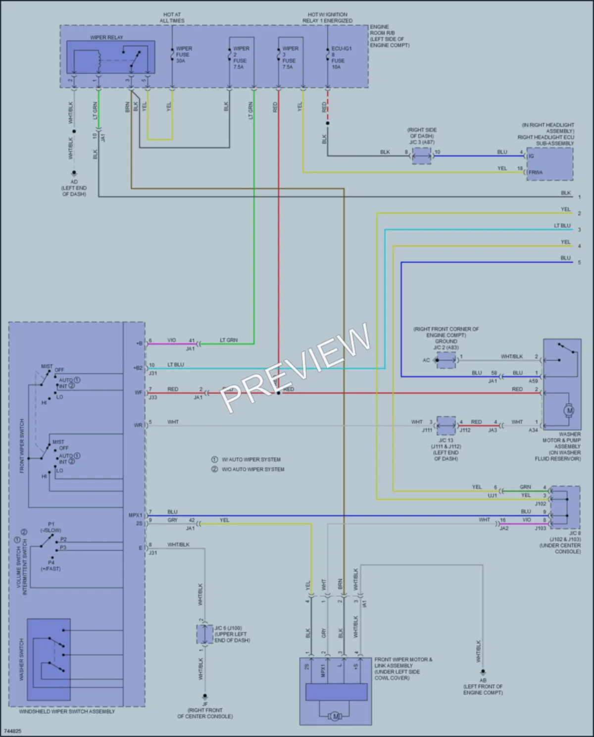 2021 Lexus RX350 Wiper Washer wiring diagram preview