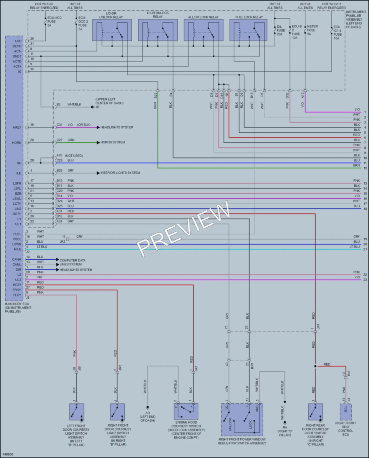 2021 Lexus RX350L Power Door Locks wiring diagram preview