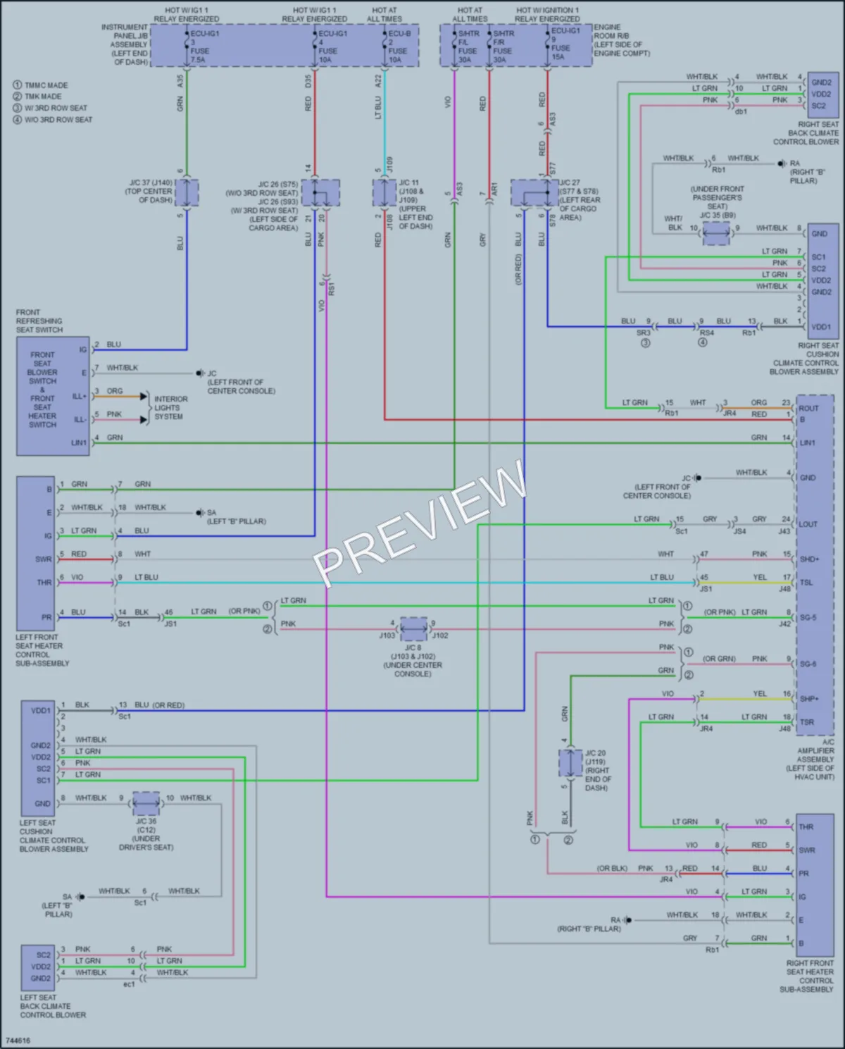 2021 Lexus RX350L Power Seats wiring diagram preview