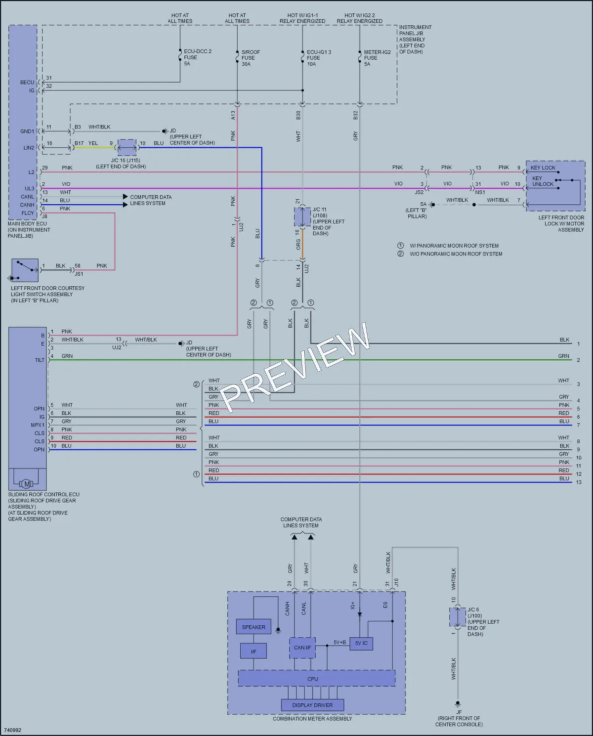 2021 Lexus RX350L Power Top Sunroof wiring diagram preview
