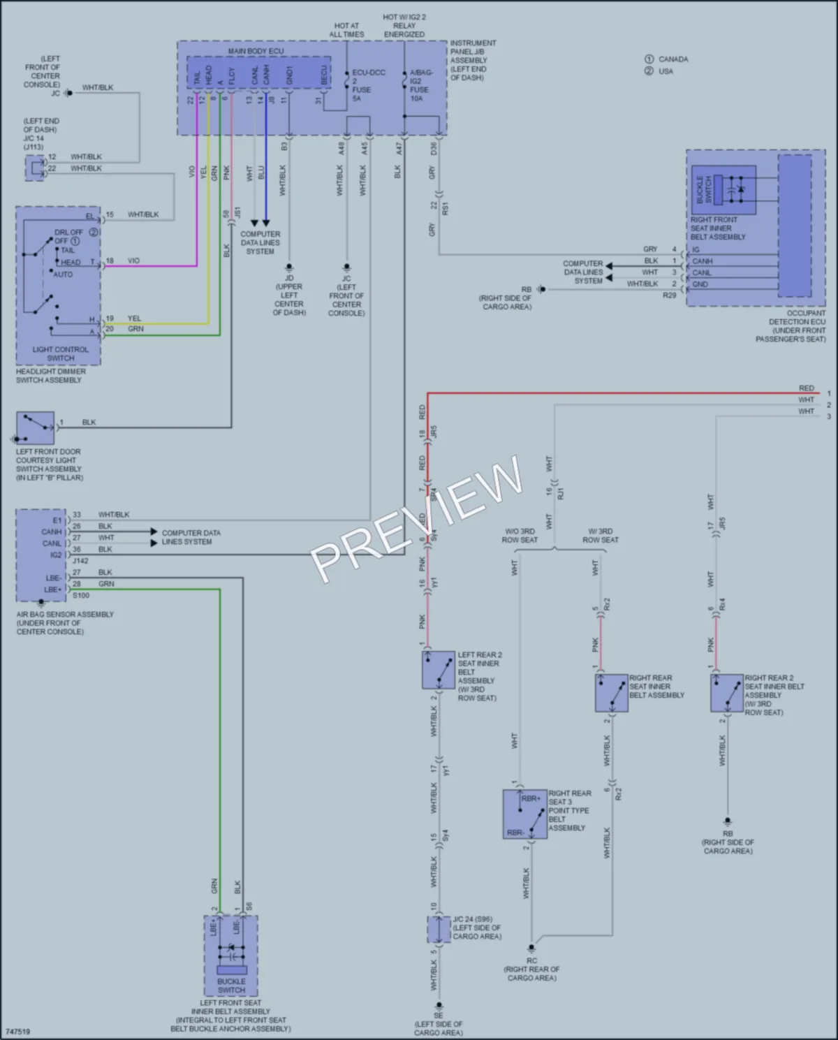 2021 Lexus RX350L Warning Systems wiring diagram preview
