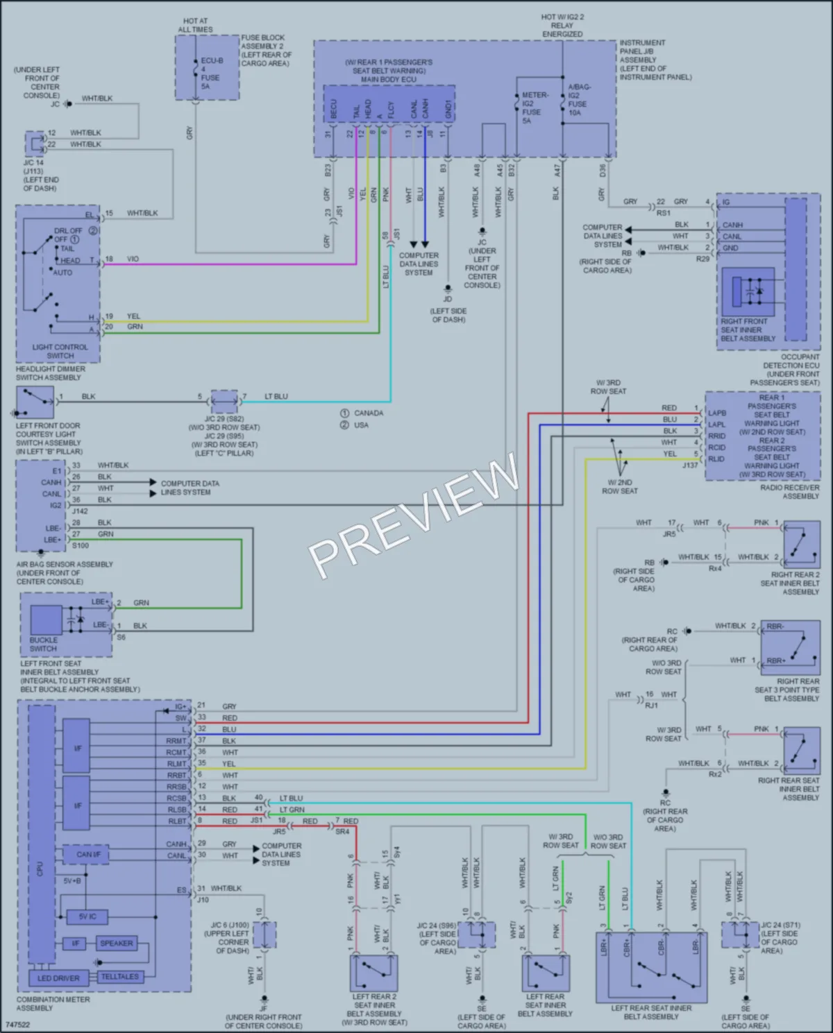 2021 Lexus RX450h Warning Systems wiring diagram preview
