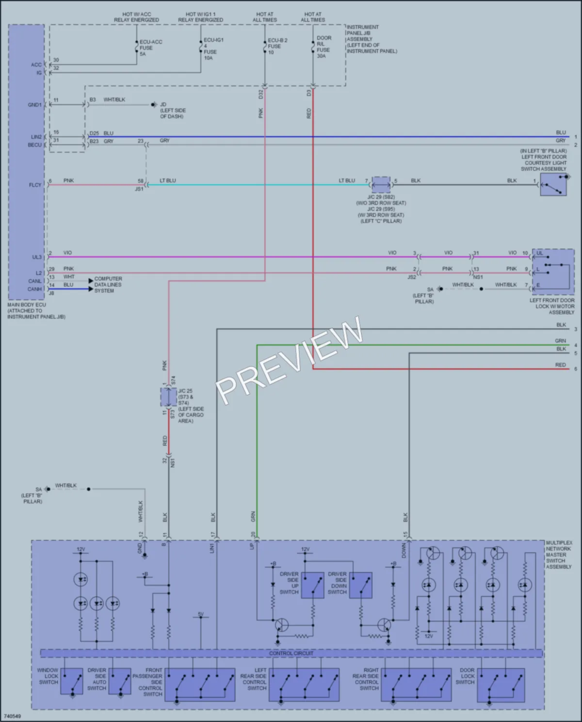 2021 Lexus RX450hL Power Windows wiring diagram preview