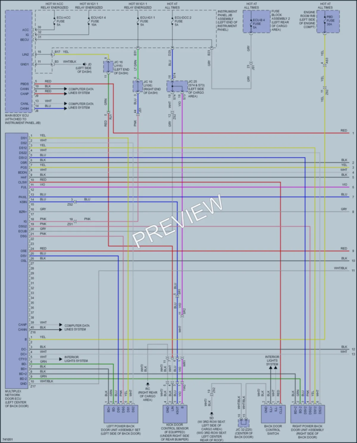 2021 Lexus RX450hL Trunk Tailgate Fuel Door wiring diagram preview
