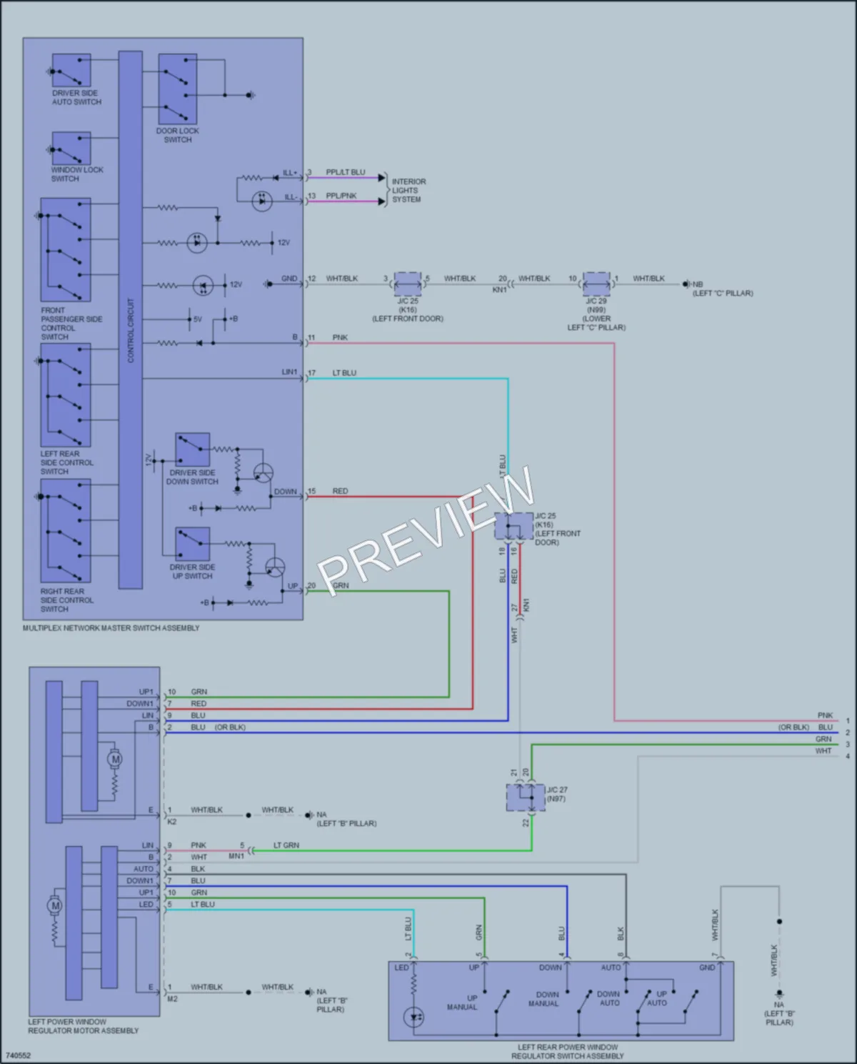 2021 Lexus UX200 Power Windows wiring diagram preview