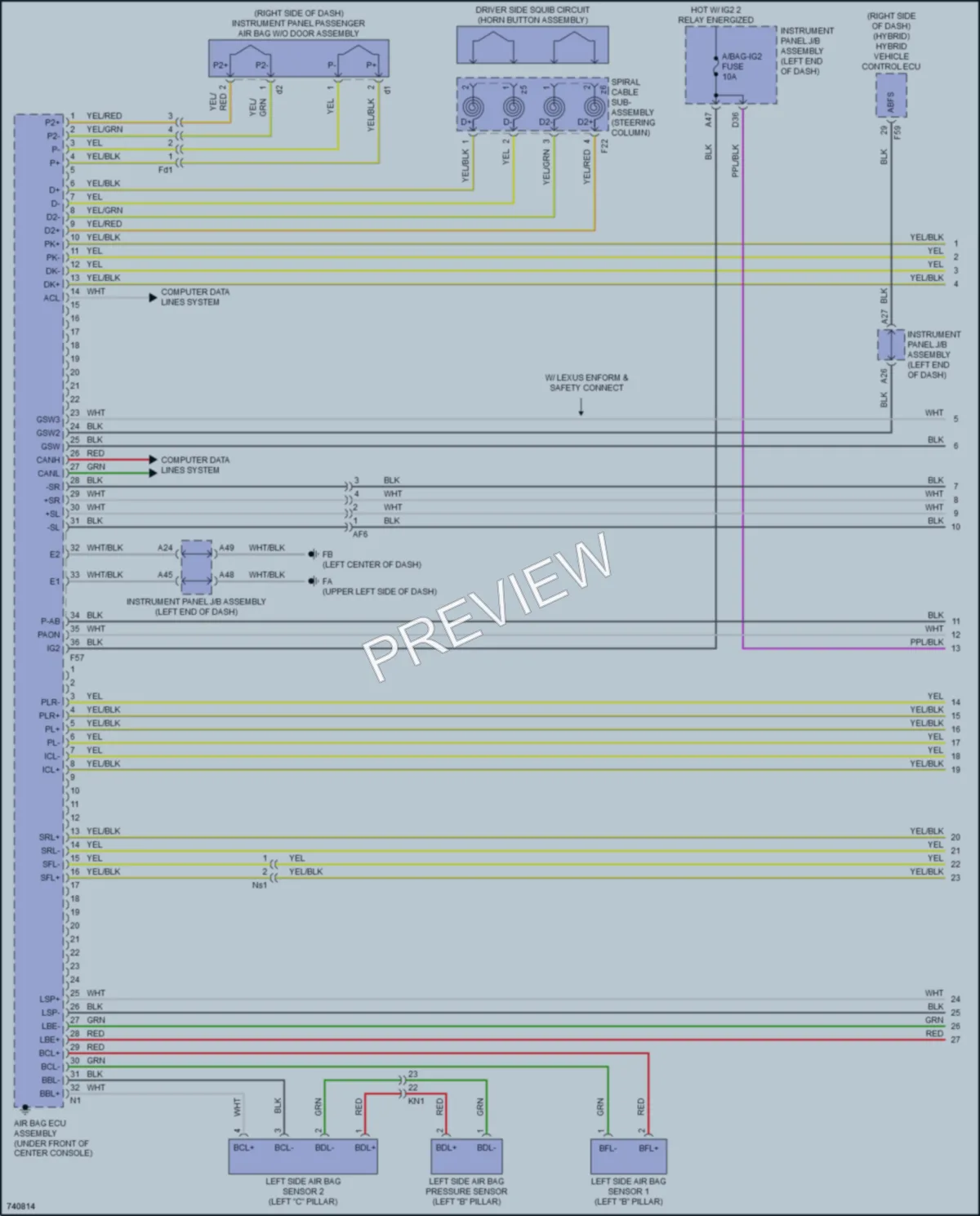 2021 Lexus UX200 Supplemental Restraints wiring diagram preview