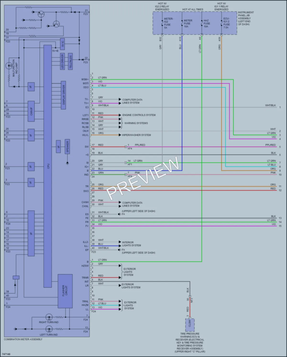 2021 Lexus UX250h Instrument Cluster wiring diagram preview