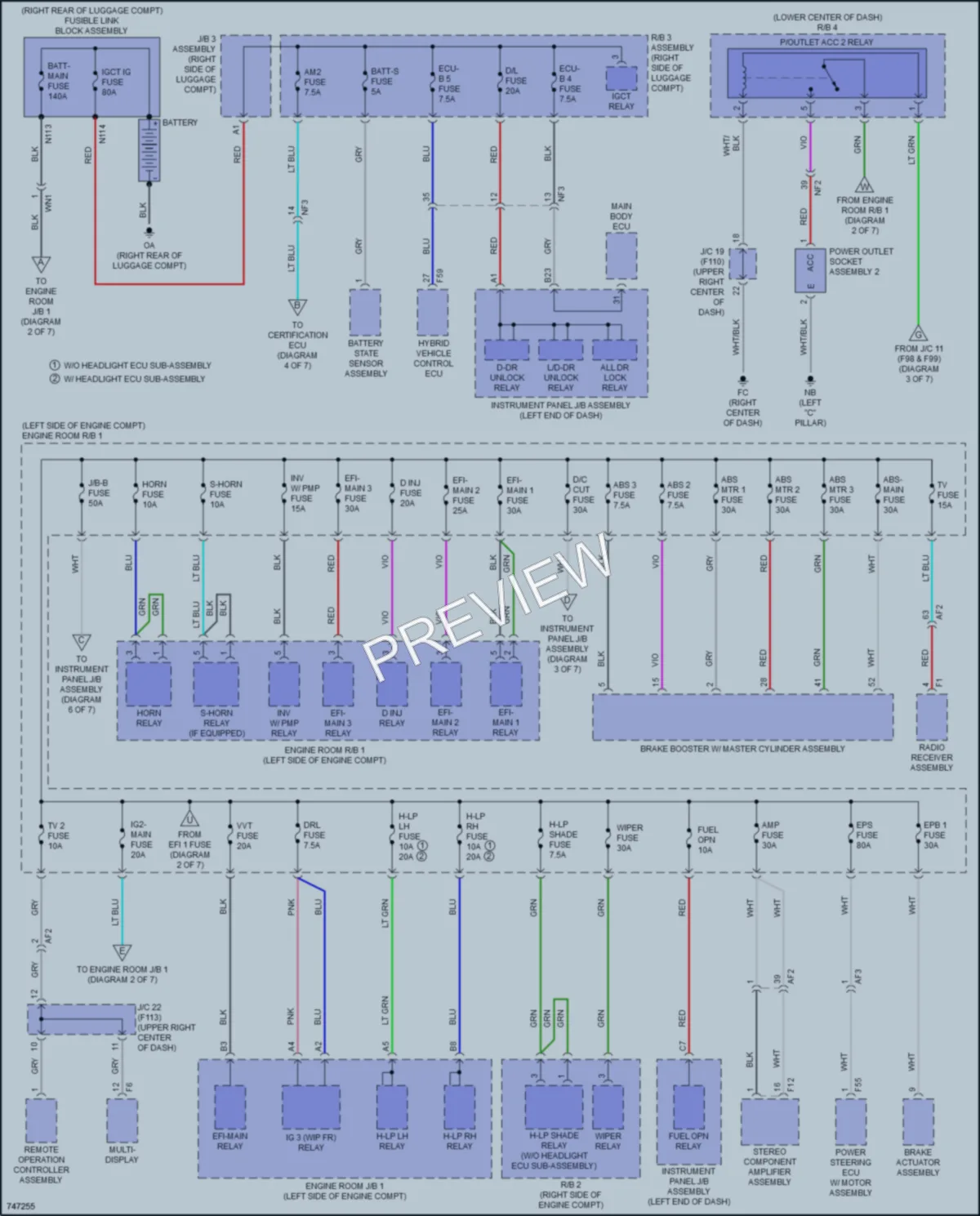 2021 Lexus UX250h Power Distribution wiring diagram preview